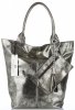 Kožené kabelka shopper bag Vittoria Gotti stříbrná V6141